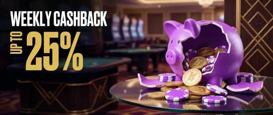 Illustrated cashback banner with a broken piggy bank spilling gold coins, symbolising weekly reload rewards